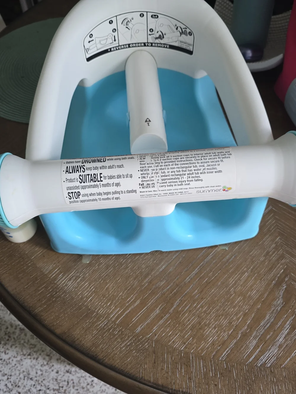 Blue and White Baby Bath Seat